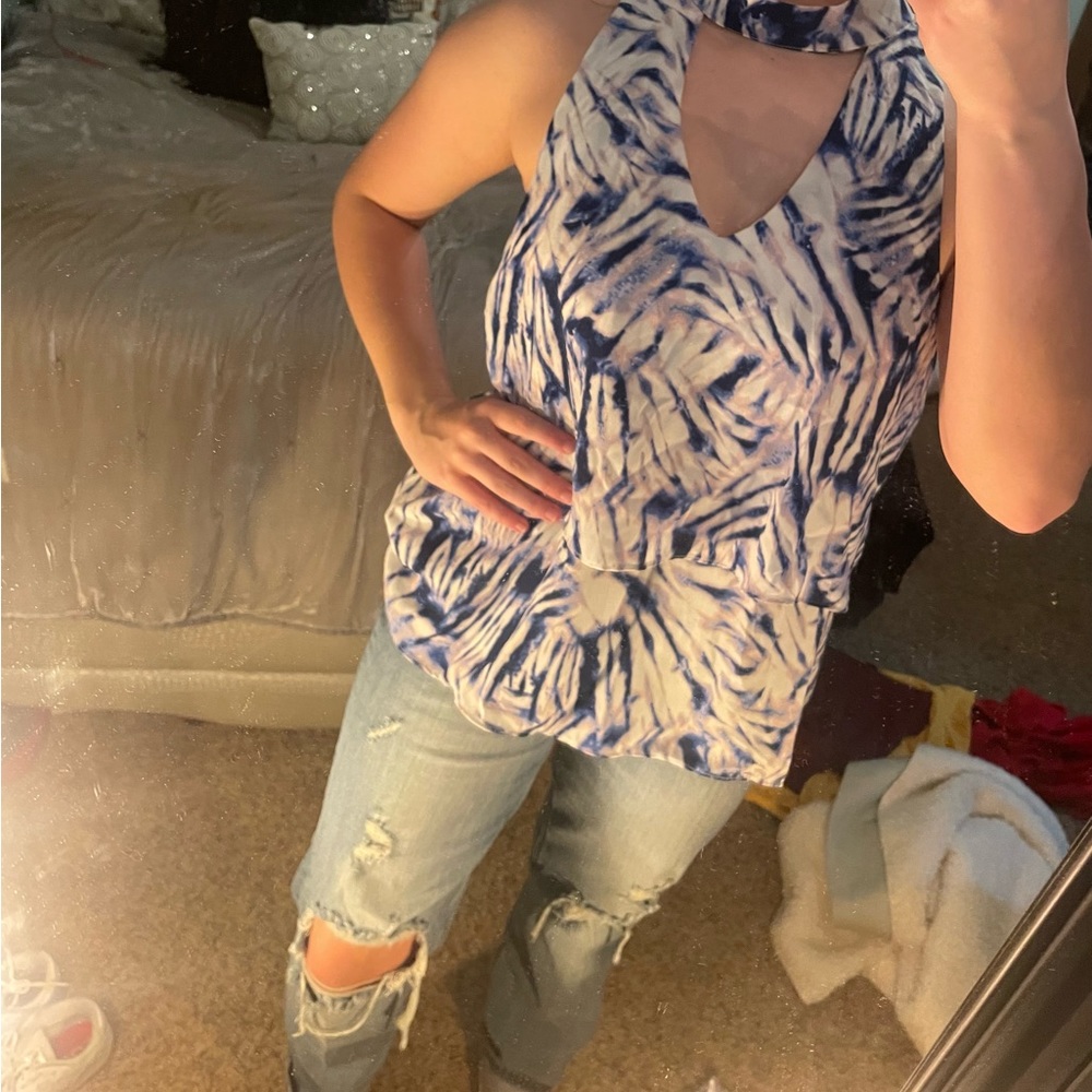 Blue and White tank top